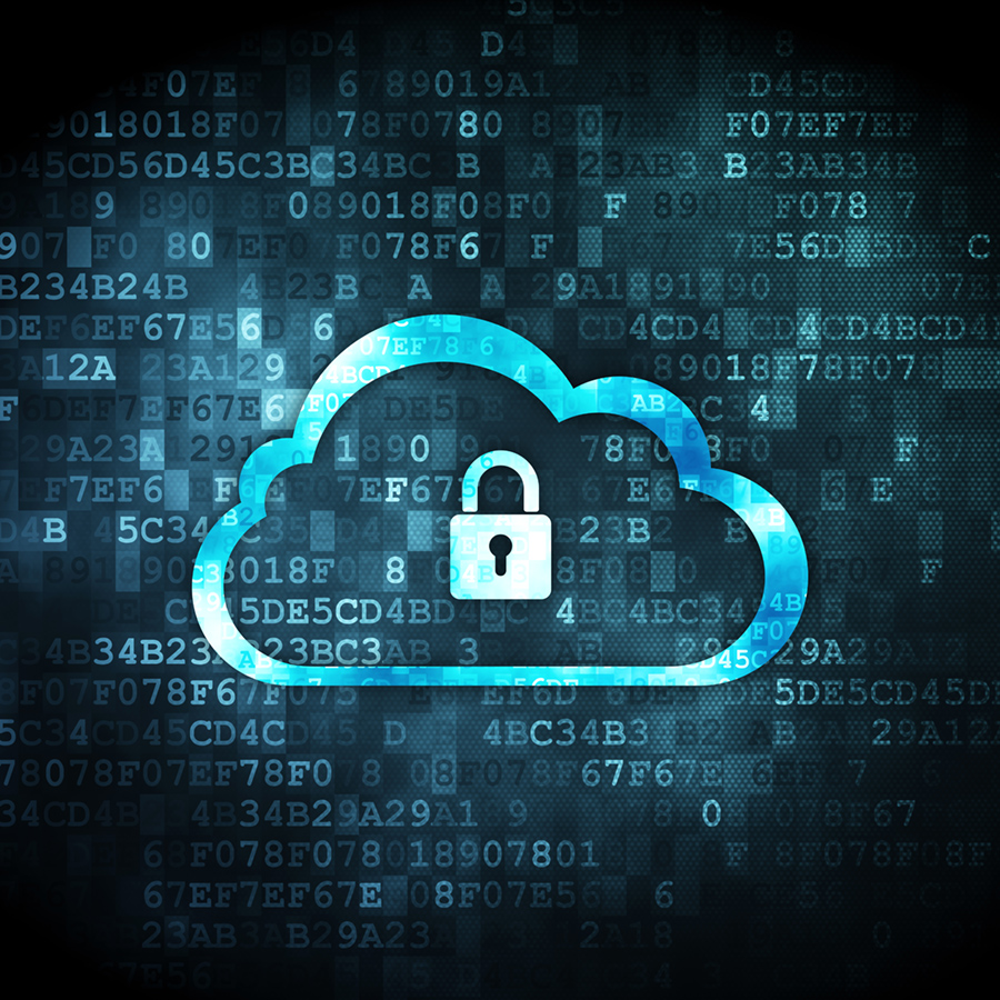 Networking concept: Cloud With Padlock on digital background